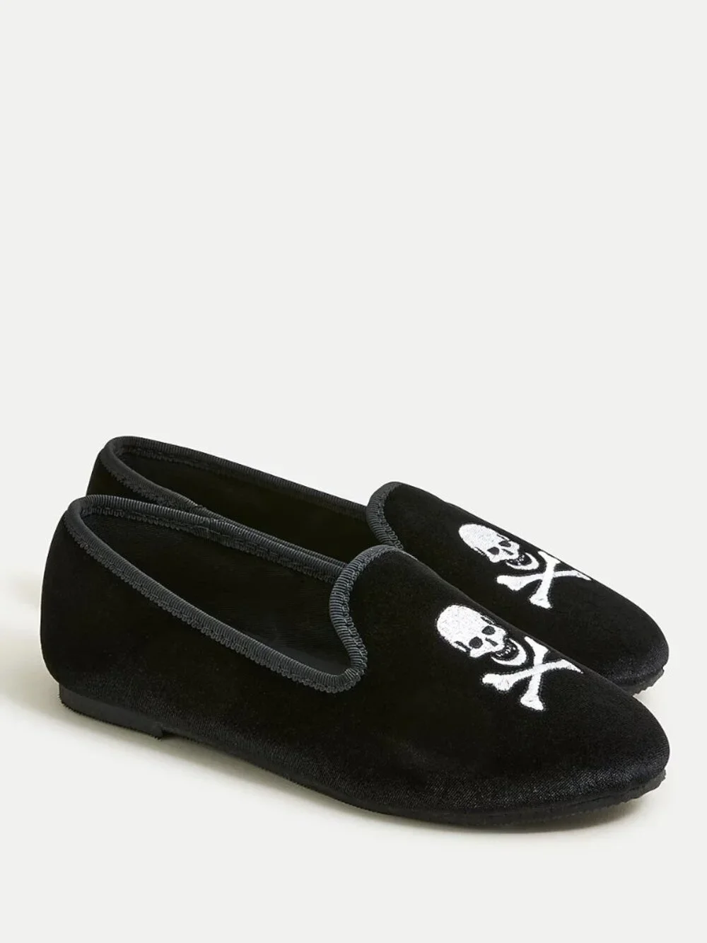 Crewcuts J.Crew Kids' embroidered-skull velvet slip-on Skull shoes Size 11 Kid